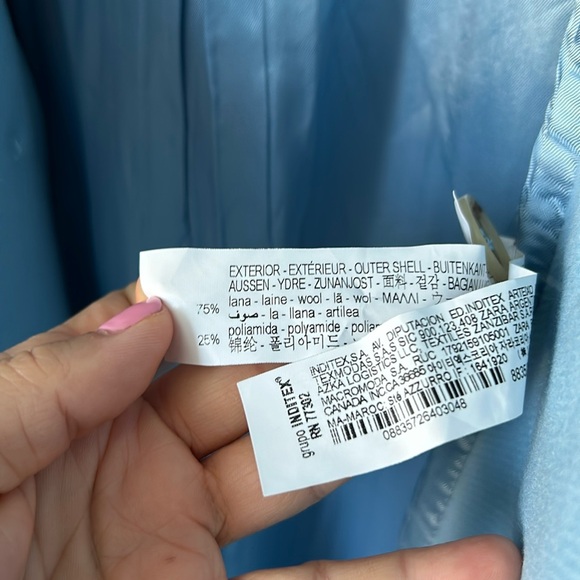 NWT ZARA MANTECO NEW SKY BLUE OVERSIZED WOOL COAT L - Picture 14 of 16